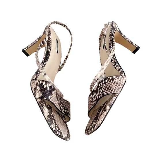 Topshop Nettle Snakeskin Leather Sandal 8 Beige Black NEW - Picture 4 of 12